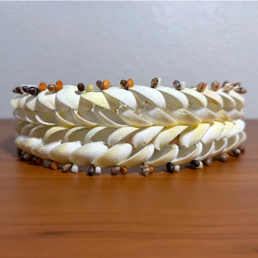 Bora Bora French Polynesian Seashell Wedding Head Lei Bridal Crown Handmade 9